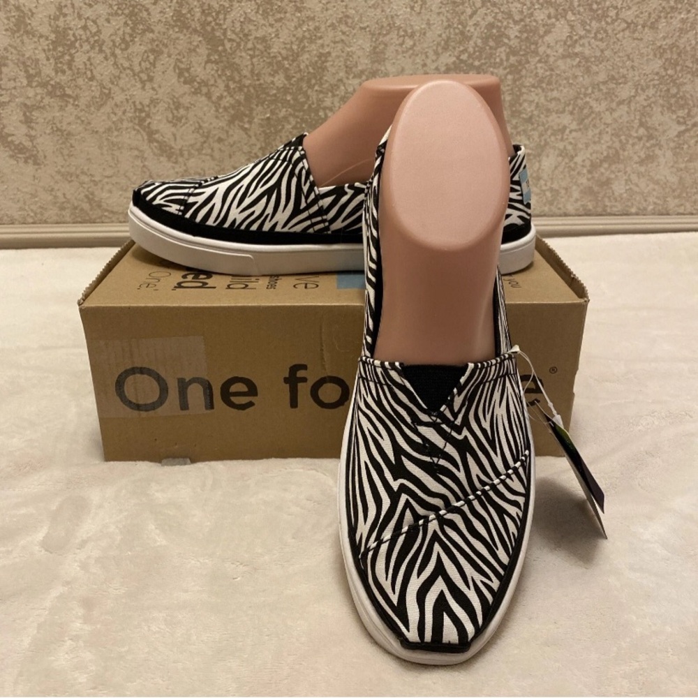 Toms Black and White Zebra Print Sneakers